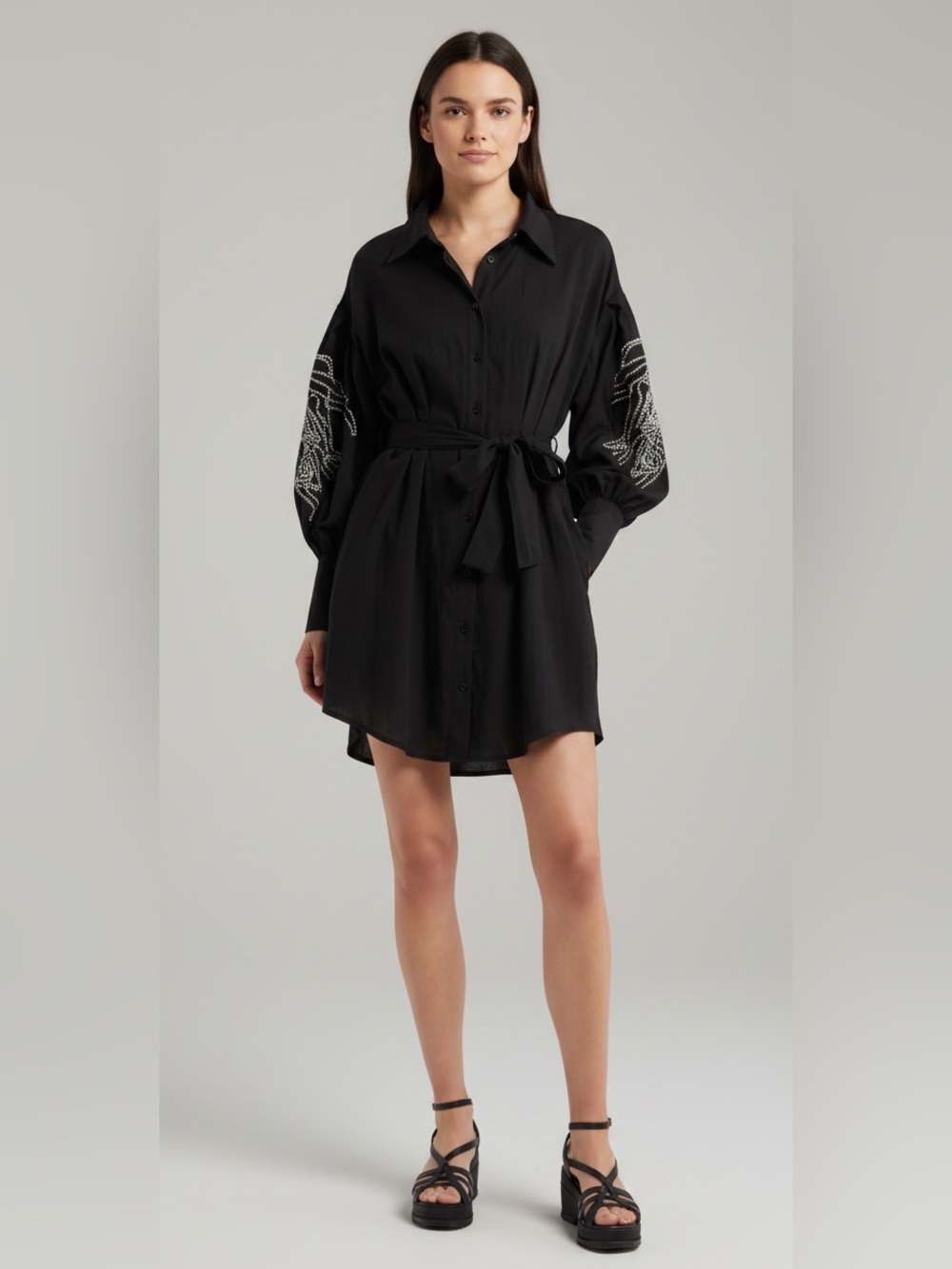 Ciebon Brielle Embroidered Shirt Dress NWT